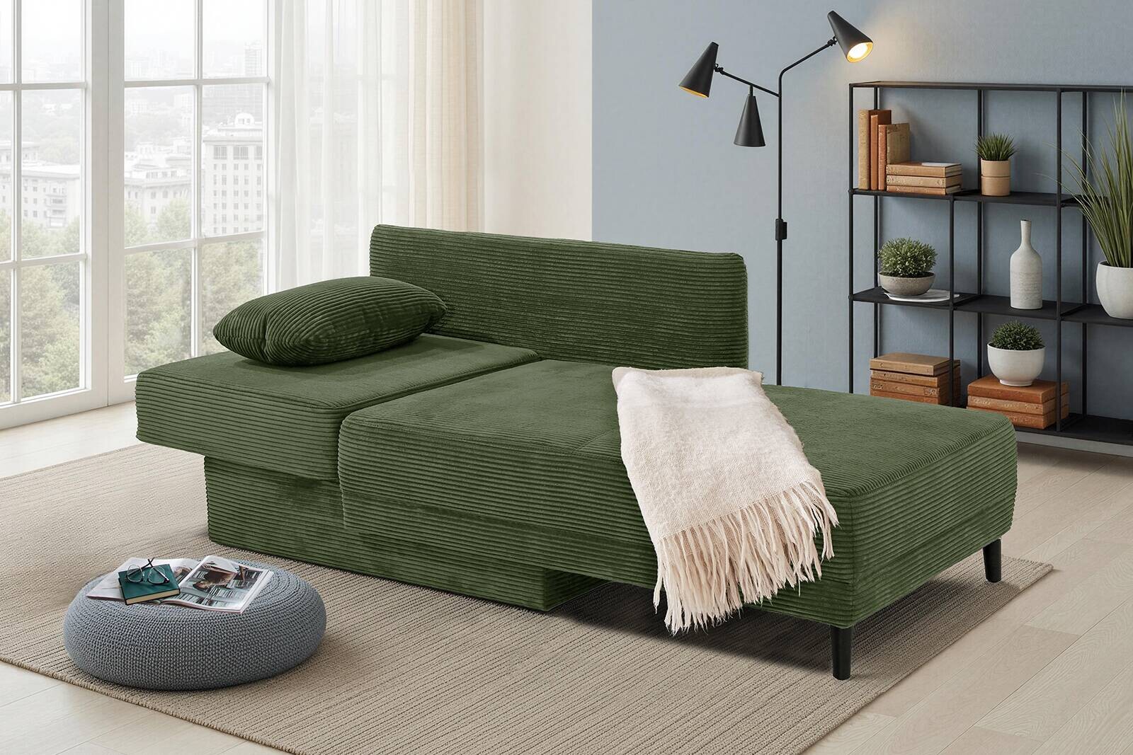 Recamiere grün Microfaser B/H/T: ca. 155x81x73 cm