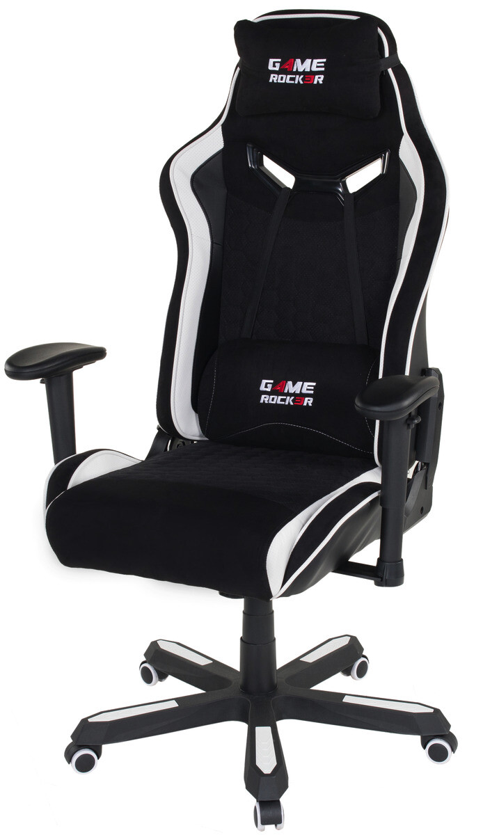 Gaming-Sessel Game-Rocker schwarz weiß Kunstleder Microfaser