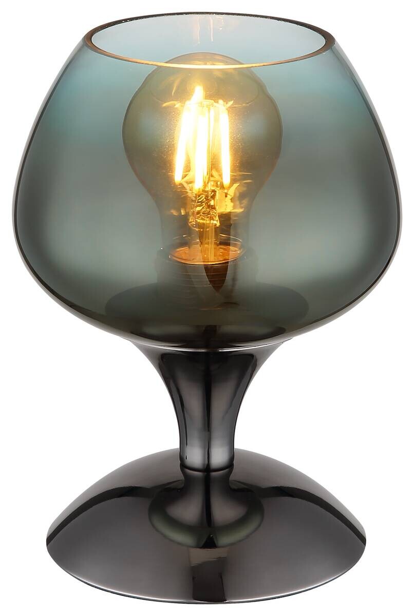 GLOBO Tischleuchte schwarz Chrom grün Textil Metall Glas H/D: ca. 20,5x15 cm E27 1 Brennstellen