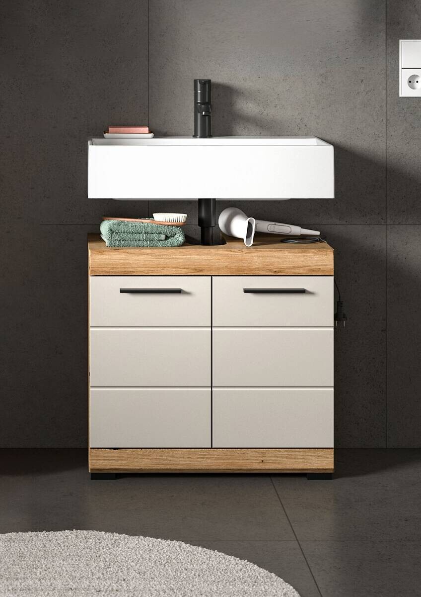 Waschbeckenunterschrank Scout Evoke Oak Nachbildung Kaschmirgrau Nachbildung B/H/T: ca. 60x56x34 cm
