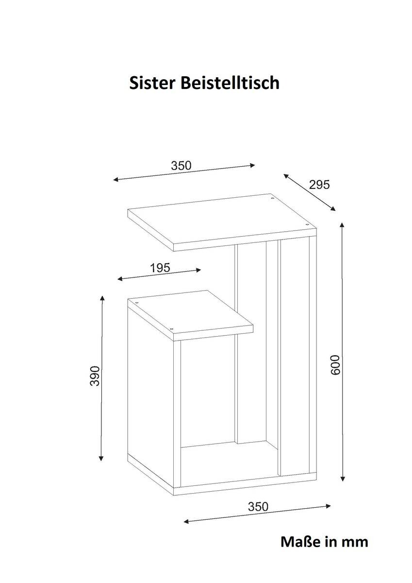 Beistelltisch Sister weiß Spanplatte B/H/T: ca. 35x60x29 cm