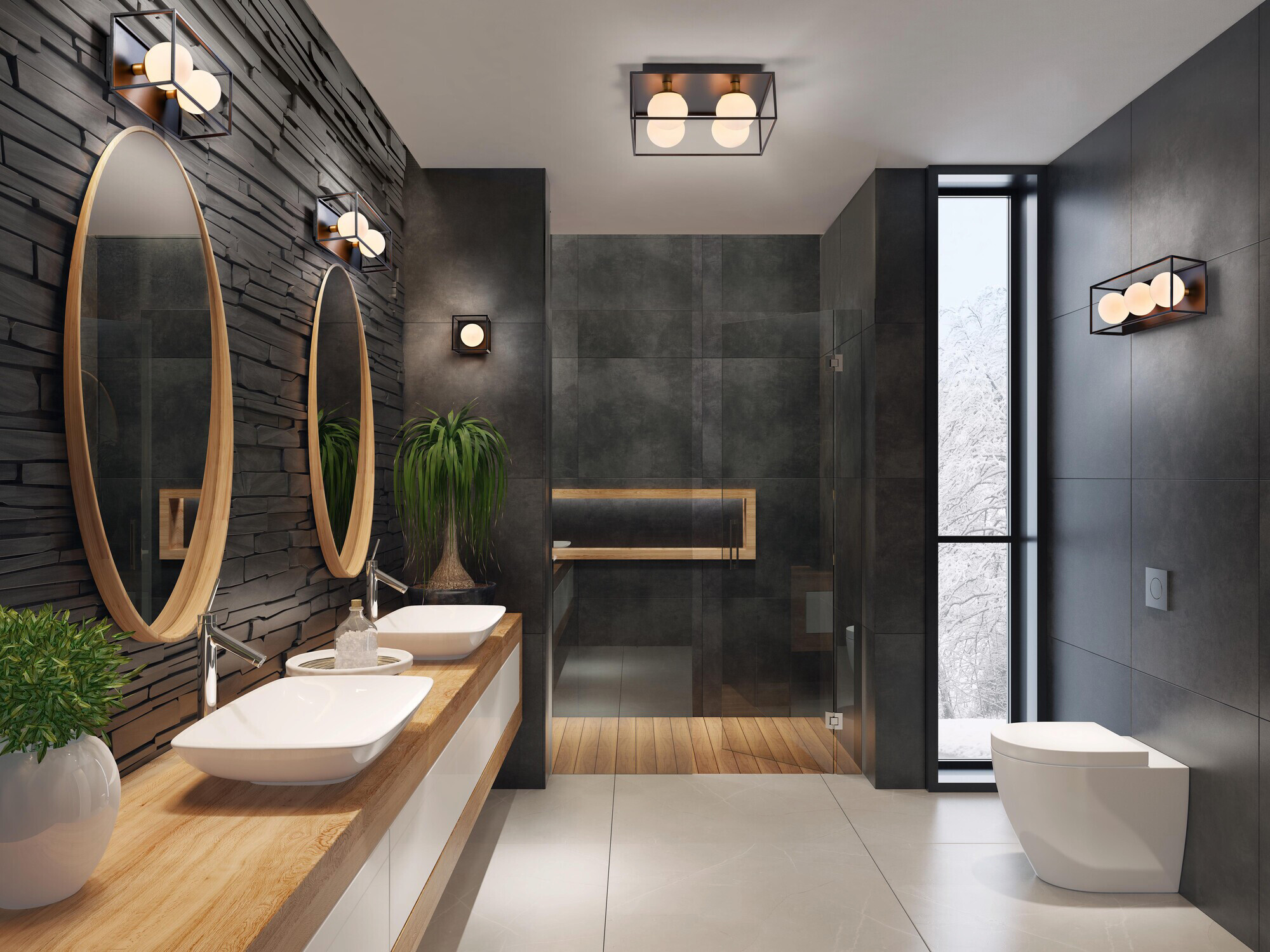 LEDVANCE Badezimmer-Wandleuchte Square schwarz weiß Metall Glas B/H/L: ca. 15x17,5x15 cm G9