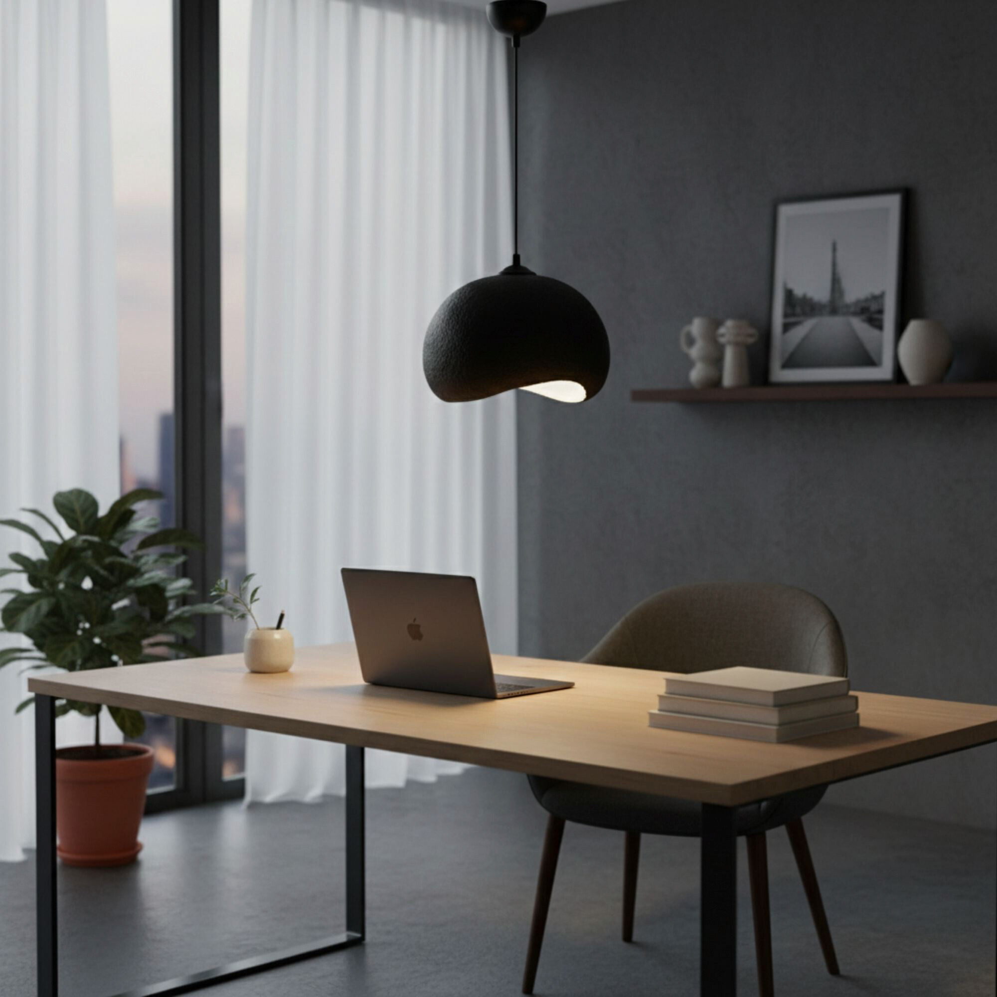 Opviq Pendelleuchte Yontu-15850-A schwarz Polyester-Mischgewebe Metall B/H/L: ca. 29x120x34 cm E27 1 Brennstellen