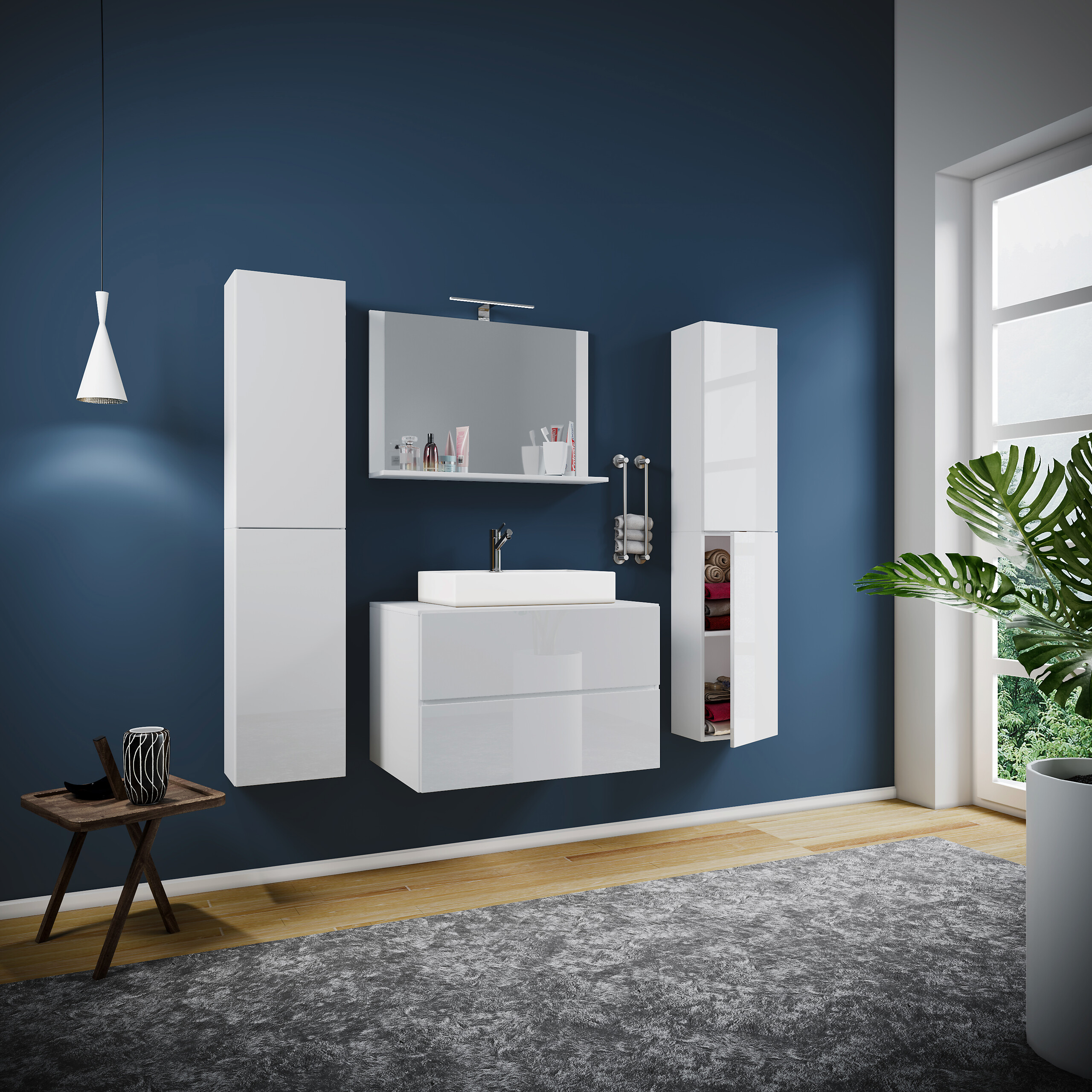 Waschplatz 5tlg-Lendas weiß weiß B/H/T: ca. 80x52x52 cm