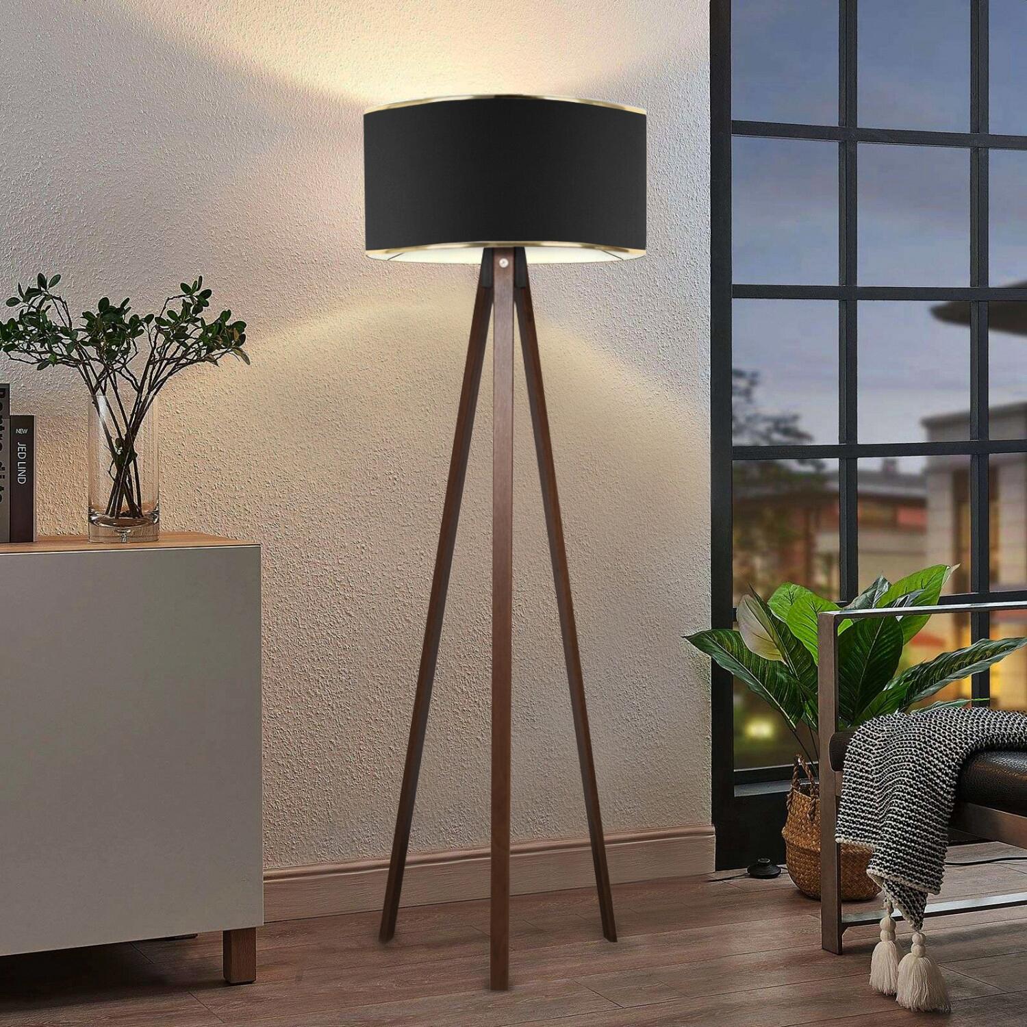 Opviq Stehleuchte schwarz Holz B/H/T/L/D: ca. 38x140x38x38x38 cm E27 1 Brennstellen