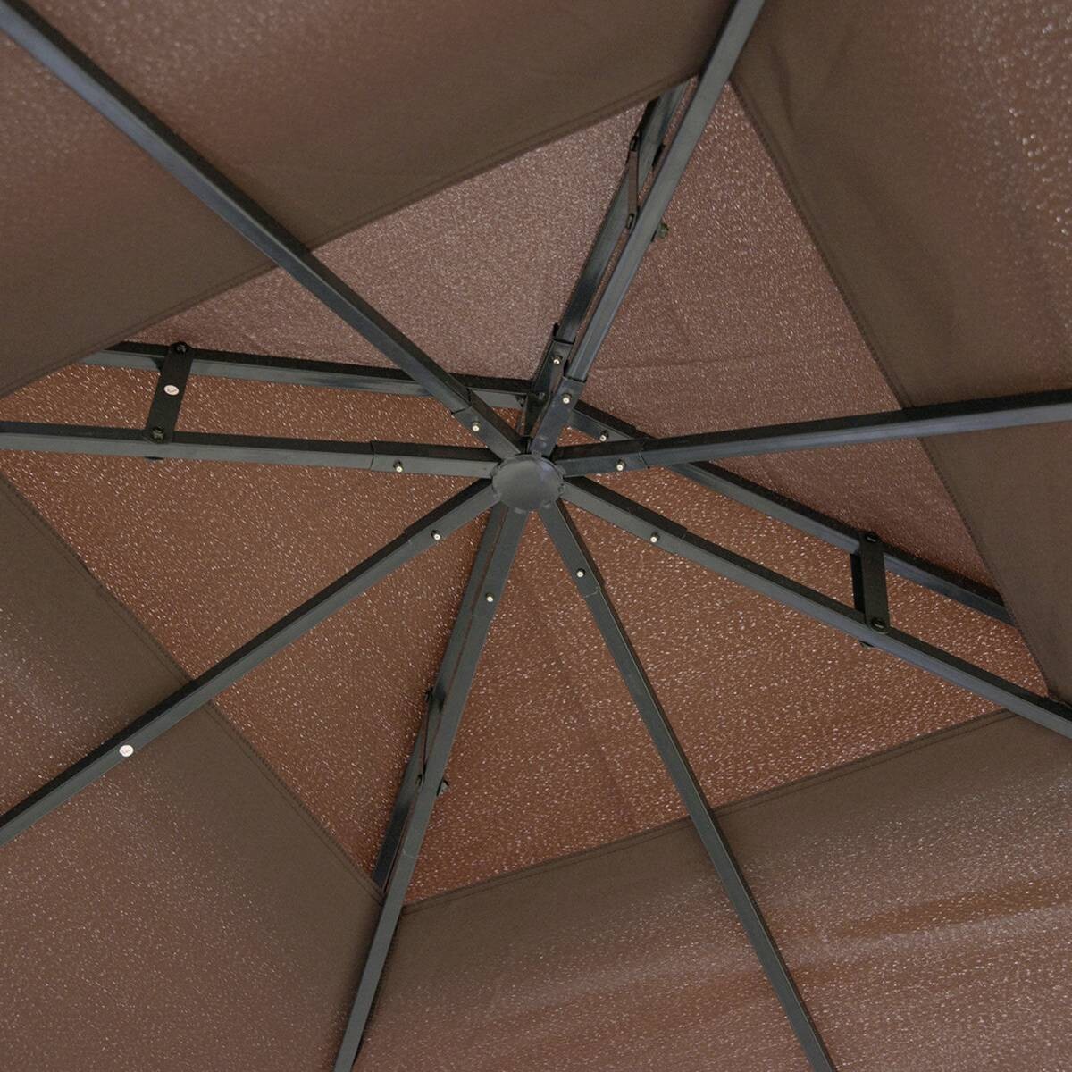 Outsunny Gartenpavillon café braun Stahl B/H/L: ca. 300x270x300 cm