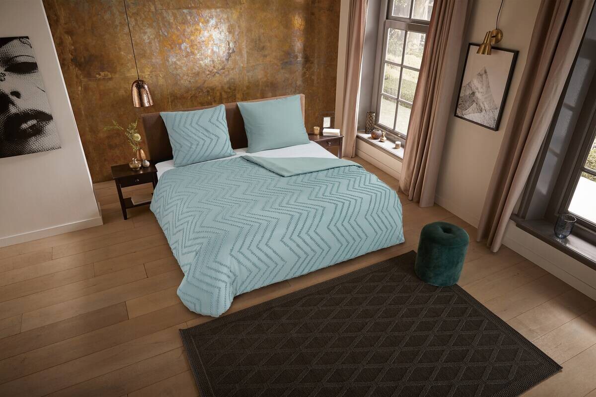 Microfaser Bettwäsche Zigzag salbei Polyester B/L: ca. 200x200 cm