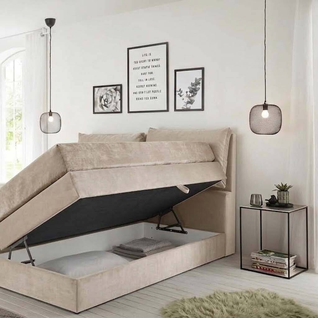 Boxspringbett Lissy creme Liegefläche B/L: ca. 180x200 cm