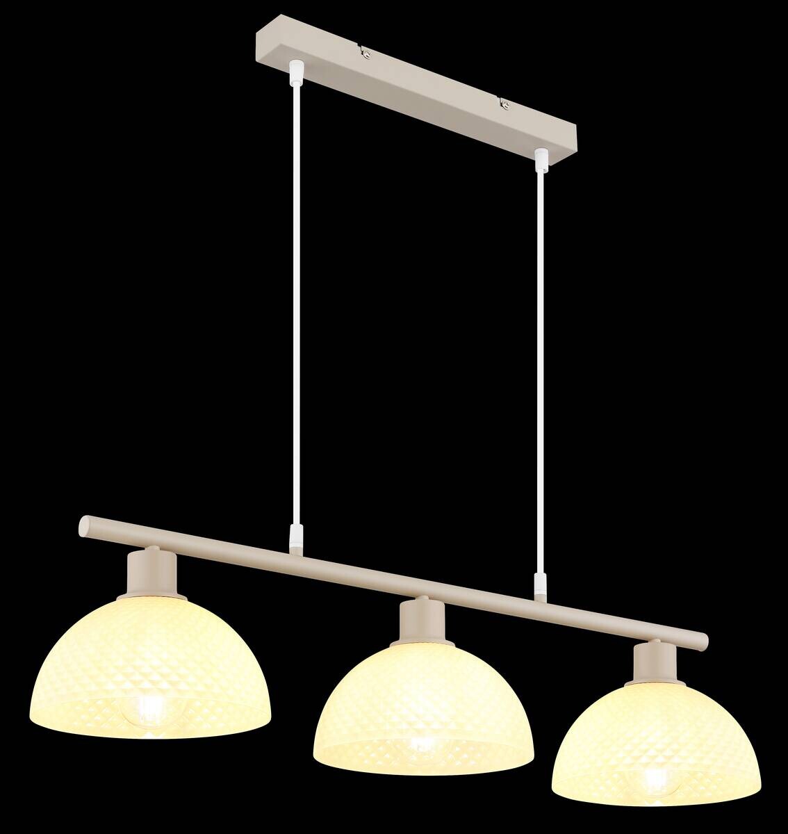 GLOBO Pendelleuchte sand champagner weiß Glas Metall PVC B/H/L: ca. 20x120x77 cm E27 3 Brennstellen