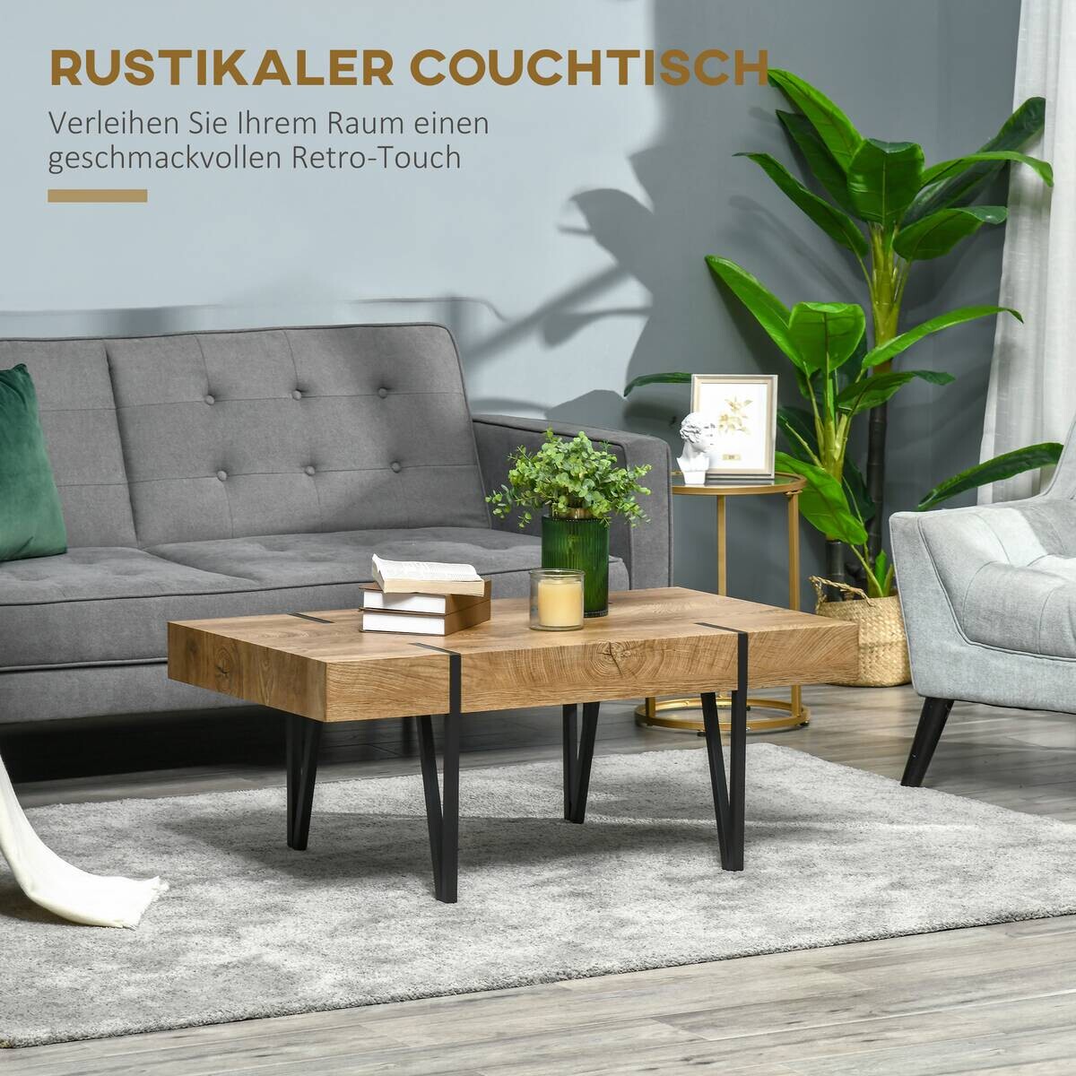 HOMCOM Couchtisch natur MDF B/H/T: ca. 105x42x60 cm
