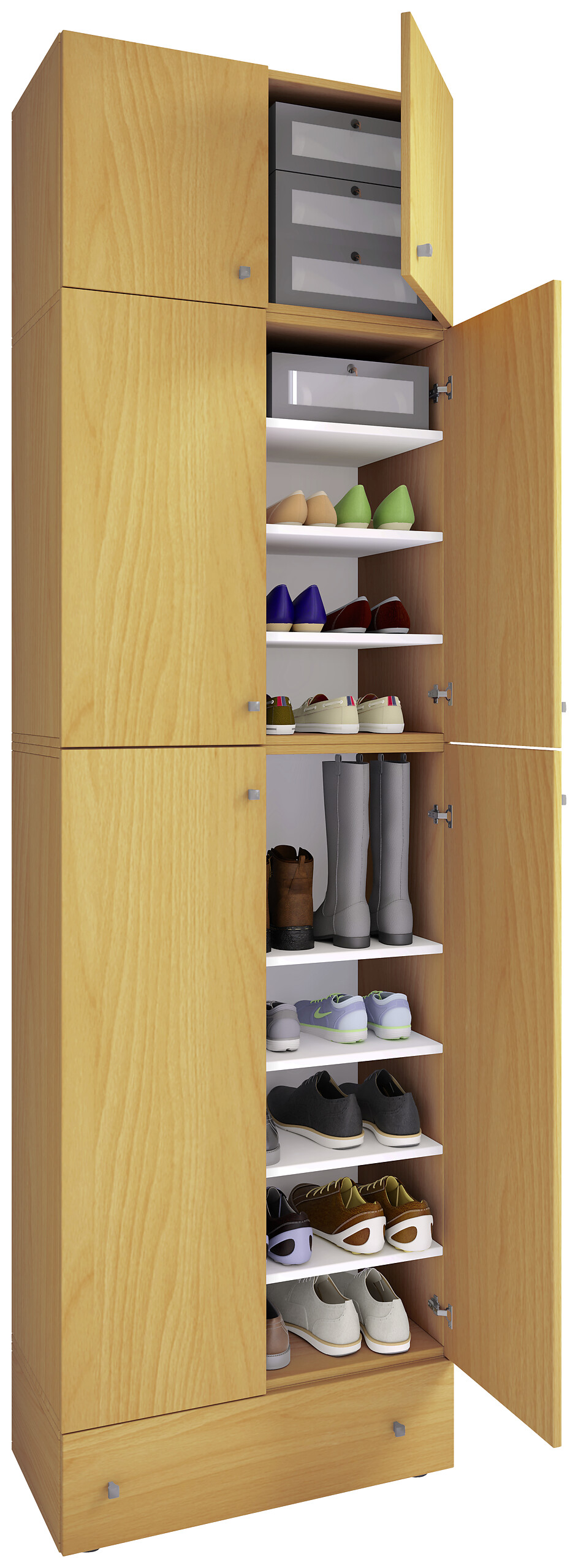 Schuhschrank Lona buche Nachbildung weiß B/H/T: ca. 70x240x39 cm