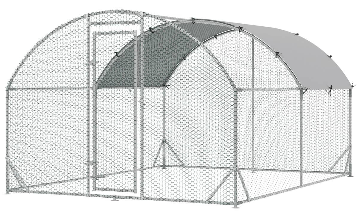 PawHut Hühnerstall silber Polyester B/H/L: ca. 380x197x280 cm