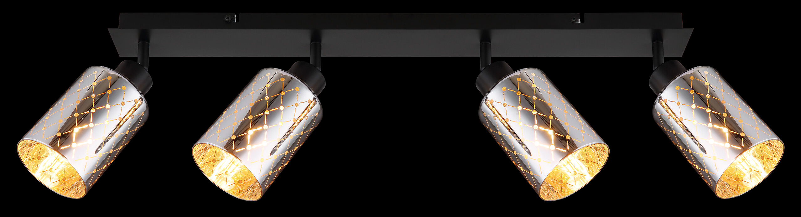 GLOBO Strahler klar mattschwarz Chrom Glas Metall B/H/L: ca. 9x22x86 cm E27 4 Brennstellen