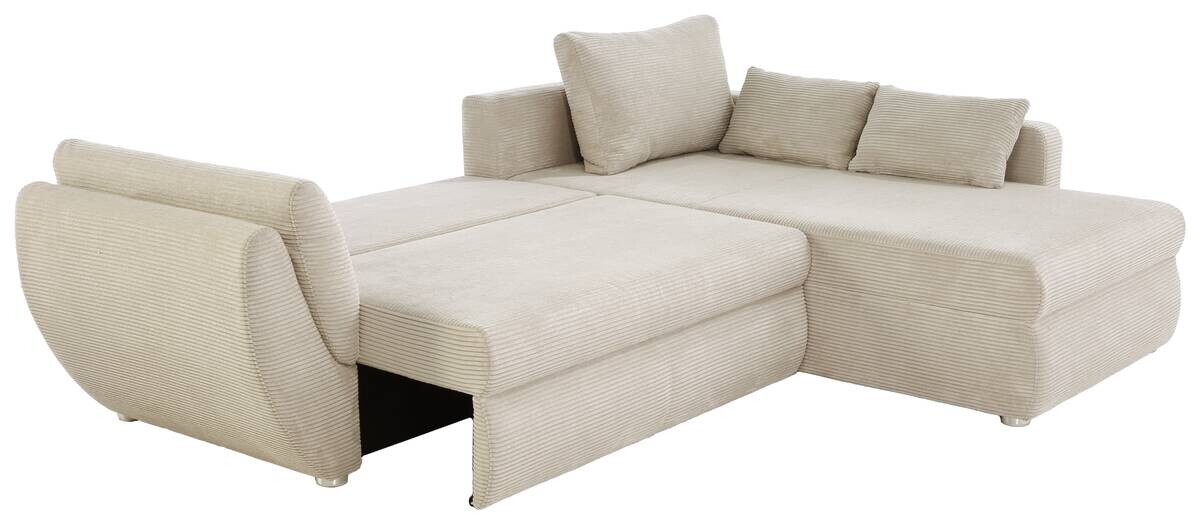 Ecksofa mit Bettfunktion und Bettkasten Greige Microfaser B/H/T: ca. 272x88x200 cm