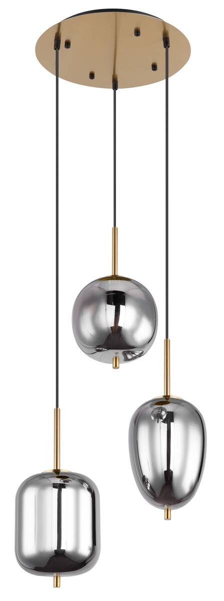 GLOBO Pendelleuchte messing Metall Glas H/D: ca. 120x46 cm 3.0 Brennstellen