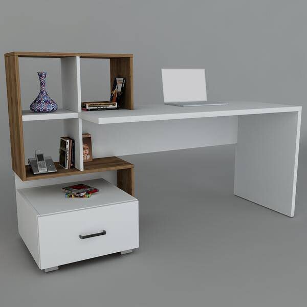 Schreibtisch Bloom weiß walnuss Nachbildung B/H/T: ca. 120x73x60 cm