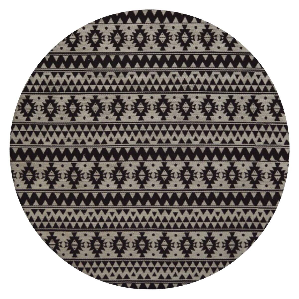 Kayoom Flachgewebeteppich Sunny 210 schwarz B/L: ca. 120x120 cm