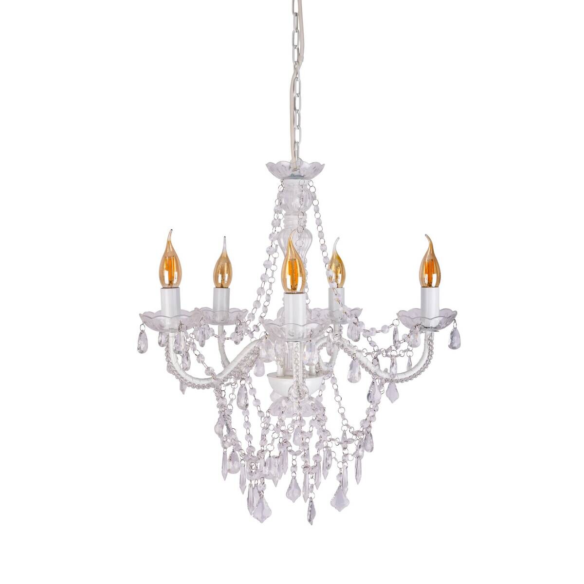 Näve Leuchten Pendelleuchte 8009323 weiß Metall Kunststoff B/H/T: ca. 52x85x52 cm E14 5 Brennstellen