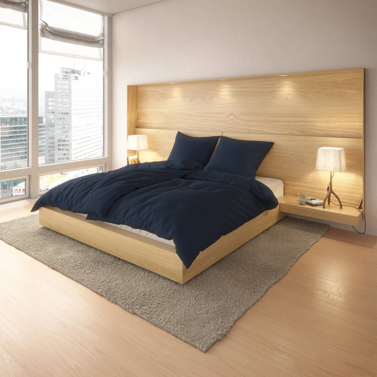 Baumwoll Bettwäsche Renforce dunkelblau Baumwolle B/L: ca. 135x200 cm