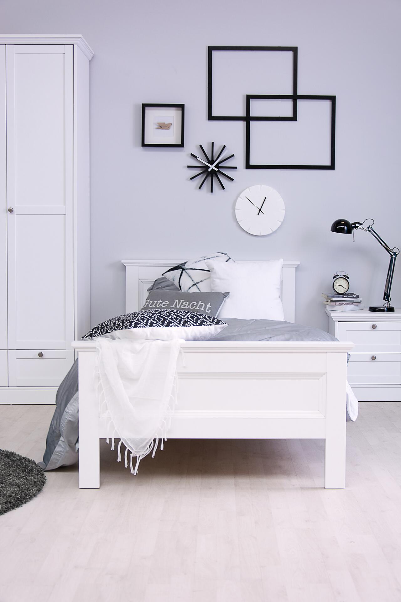 Bett Landwood weiß B/H/T: ca. 97x80x209 cm Liegefläche B/L: ca. 900x200 cm