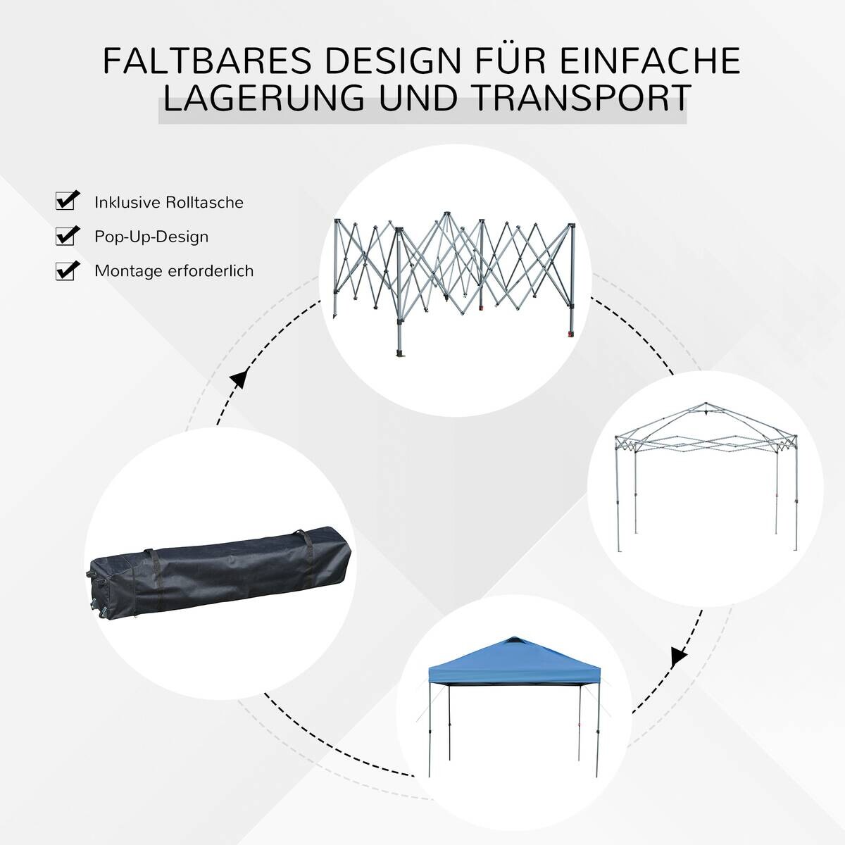 Outsunny Pavillon blau Stahl B/H/L: ca. 295x264x295 cm