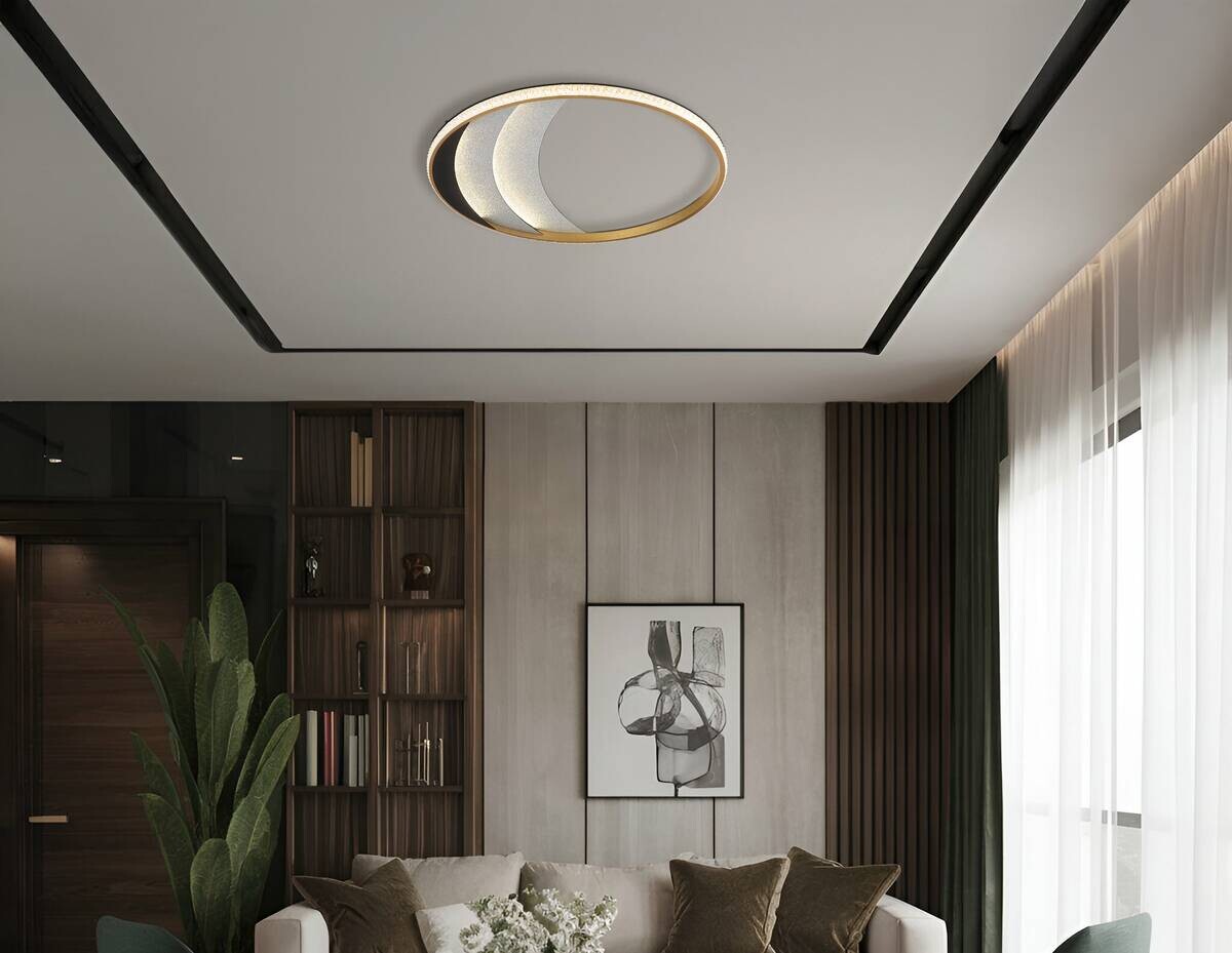 GLOBO Deckenleuchte gold klar schwarz Metall Kunststoff Aluminium H/D: ca. 6x52 cm 1 Brennstellen