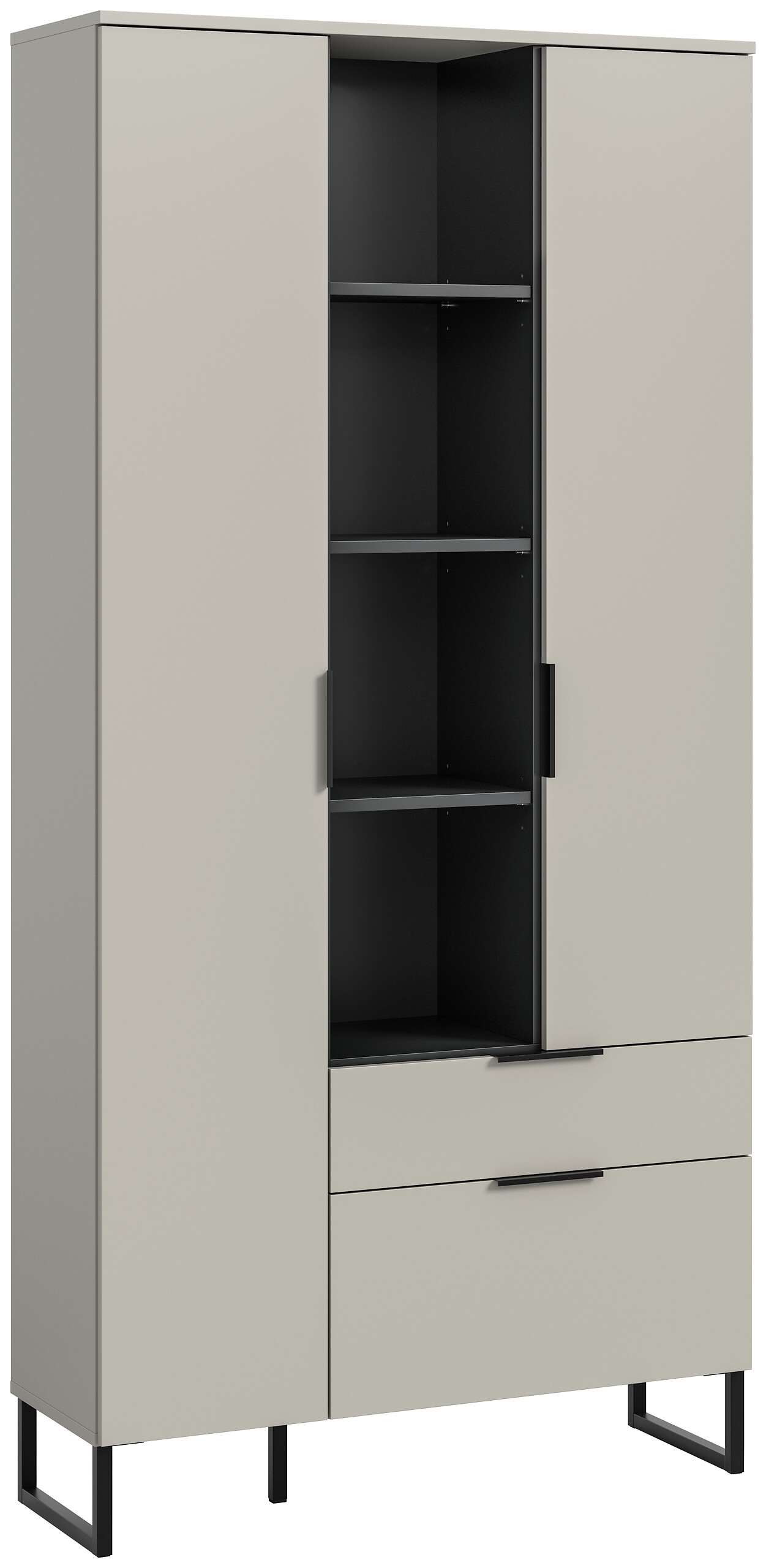 Stauraumelement Noida Kaschmirgrau Nachbildung schwarz B/H/T: ca. 192x90x37 cm