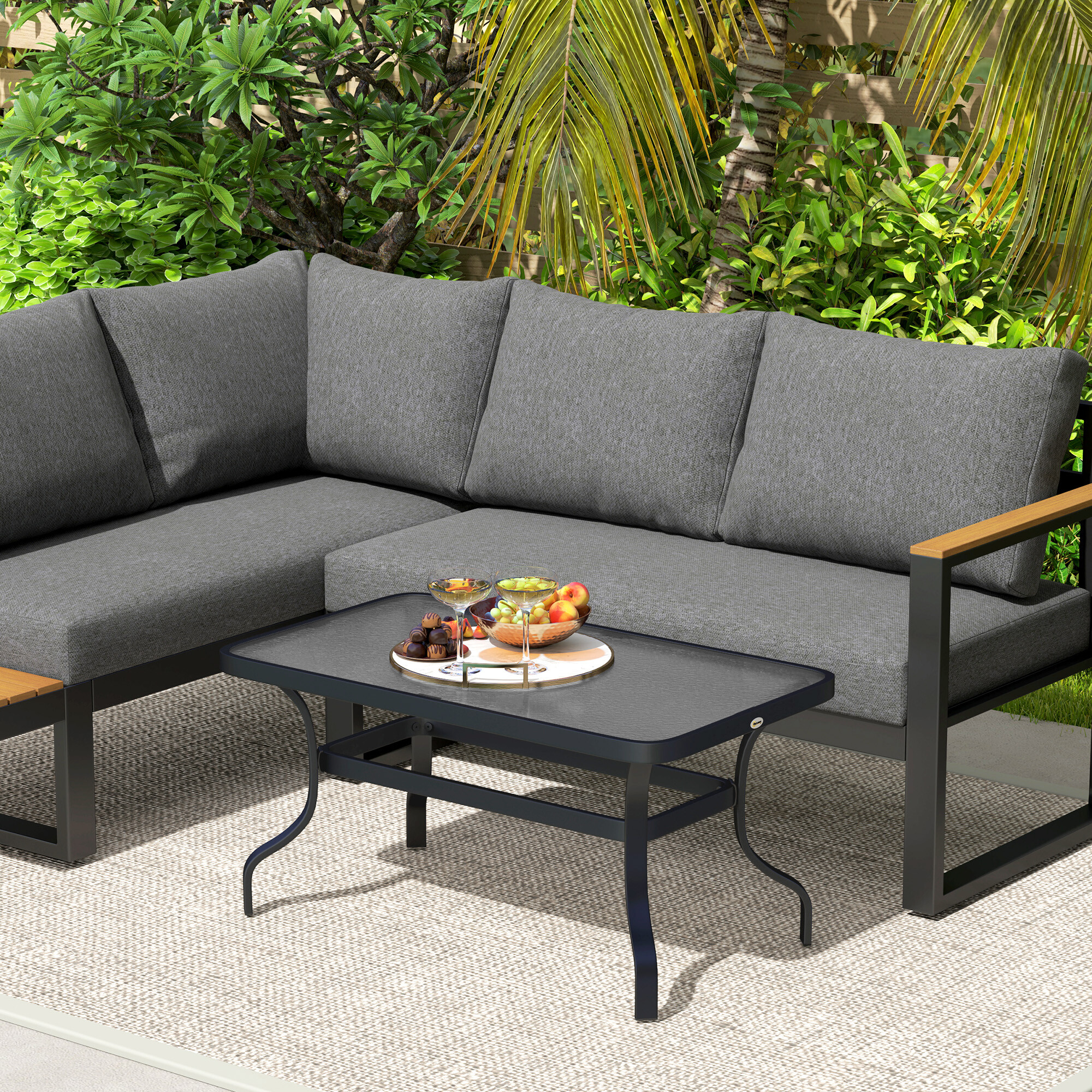 Outsunny Couchtisch schwarz Metall B/H/L: ca. 55x46x95 cm