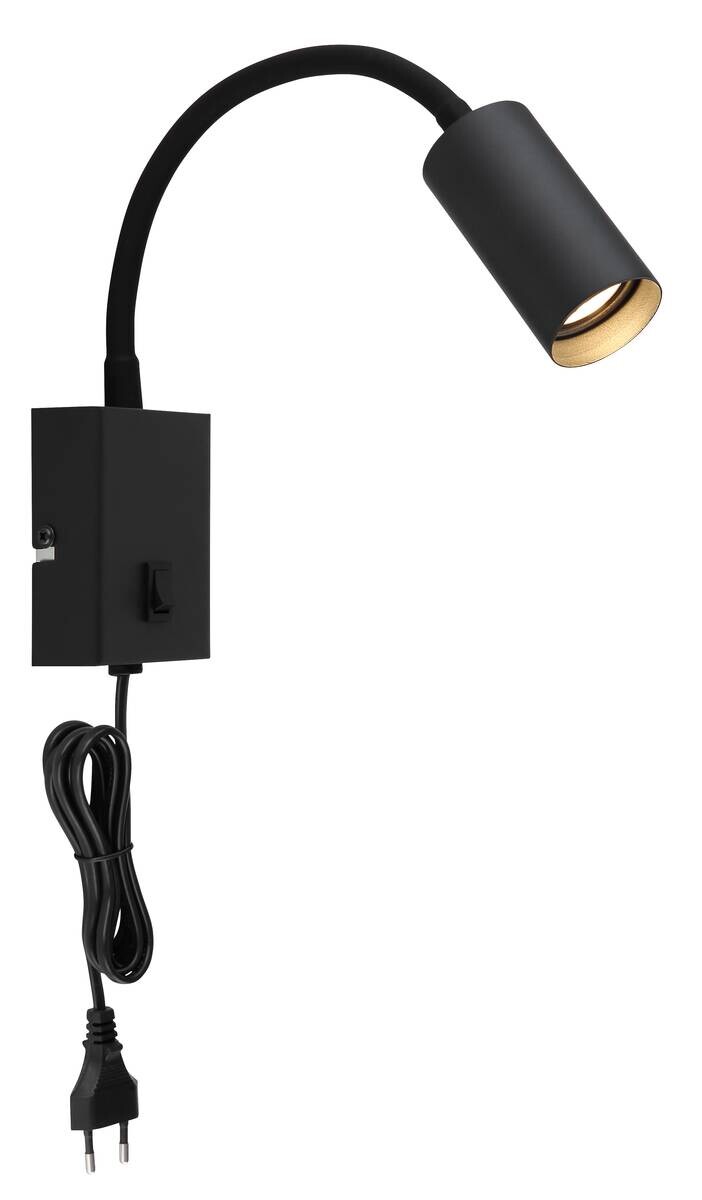 GLOBO Wandleuchte schwarz Chrom Kunststoff Metall Aluminium B/H/L: ca. 8,5x20,5x9 cm