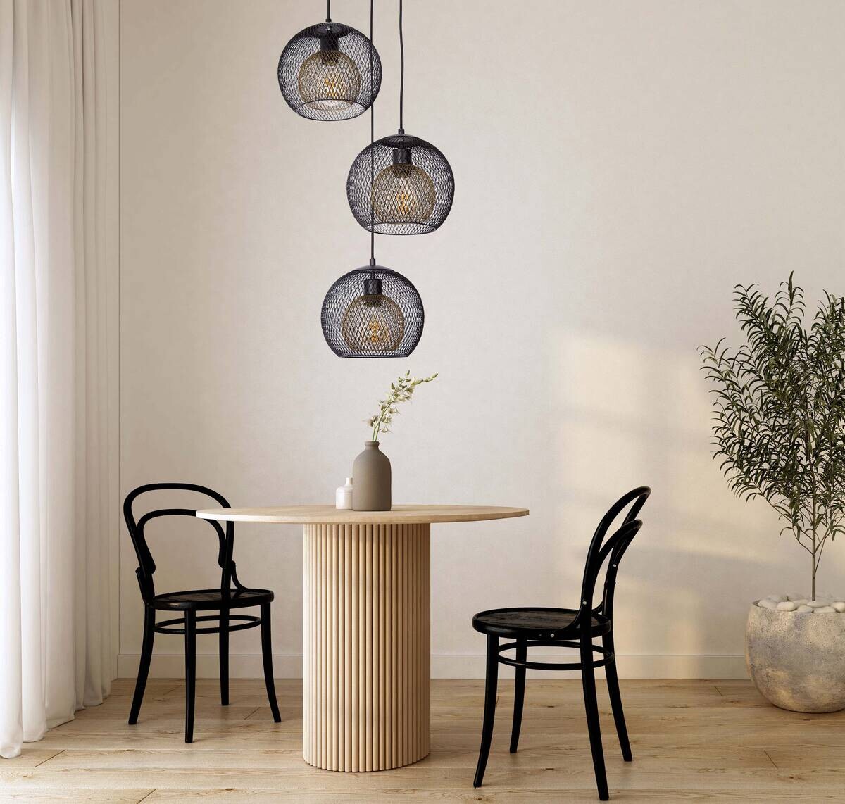 GLOBO Pendelleuchte SELINA 30260308X schwarz Metall H/D: ca. 150x44 cm E27 3 Brennstellen