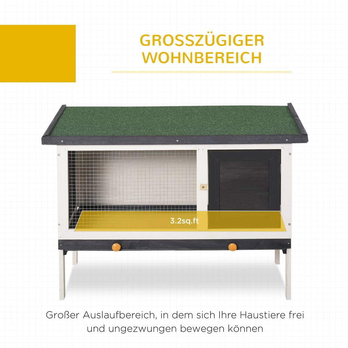 PawHut Kleintierstall grau Holz B/H/L: ca. 45x65x90 cm