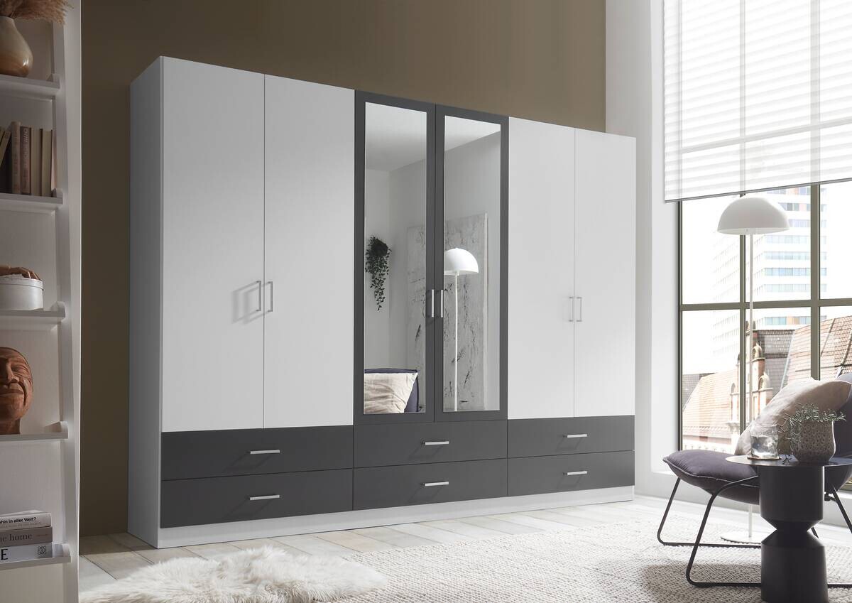 Kleiderschrank Janne weiß Graphit B/H/T: ca. 272x211x55 cm Kleiderschrank Janne weiß Graphit B/H/T: ca. 272x211x55 cm