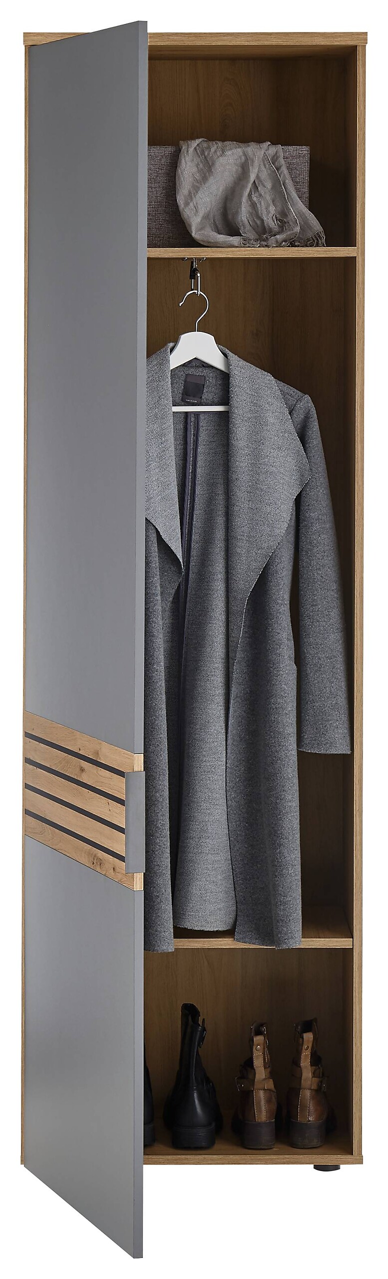 Garderobenschrank Milan Eiche Sonoma Nachbildung grau B/H/T: ca. 60x200x38 cm