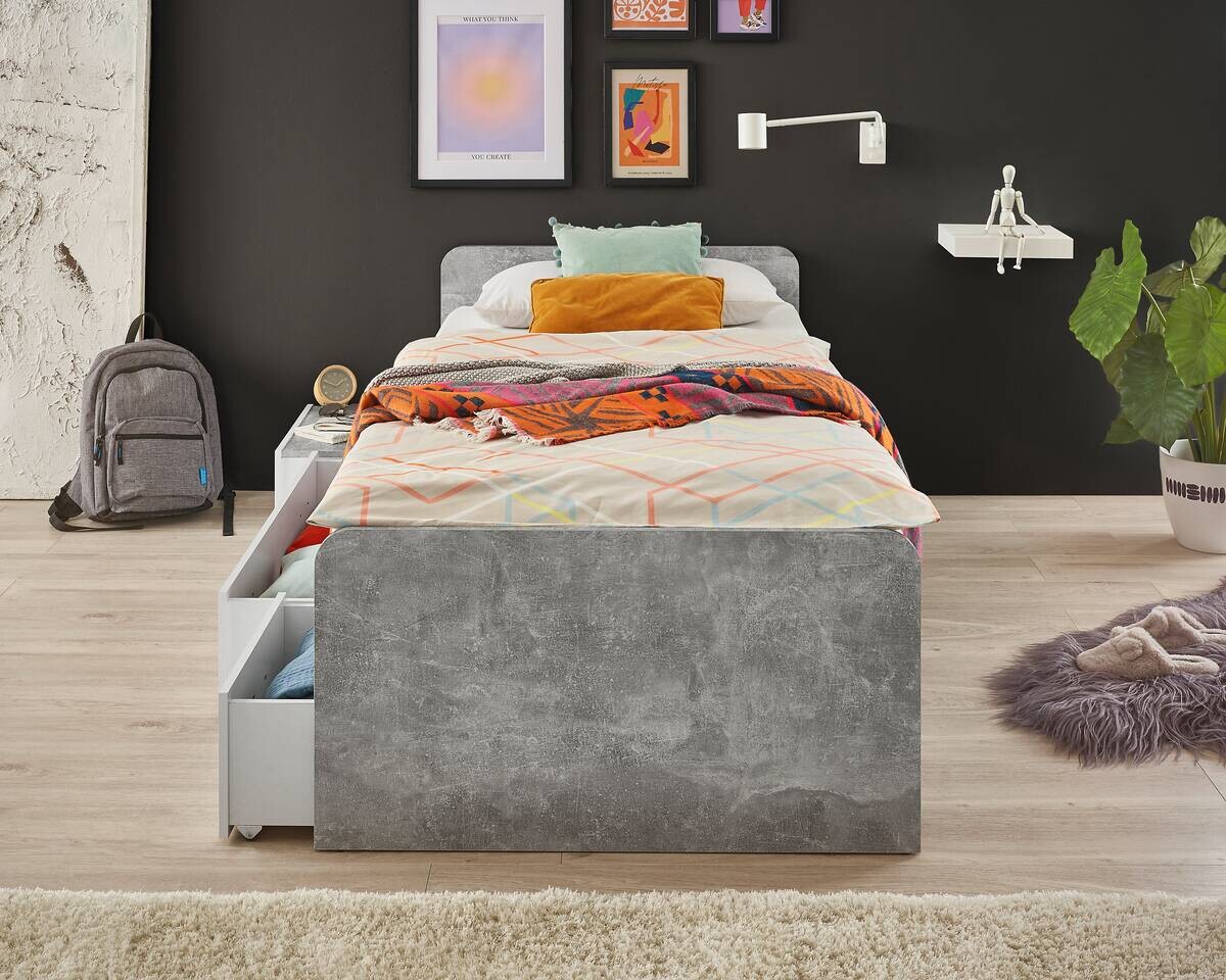 Jugendbett Matino Beton Liegefläche B/L: ca. 90x200 cm