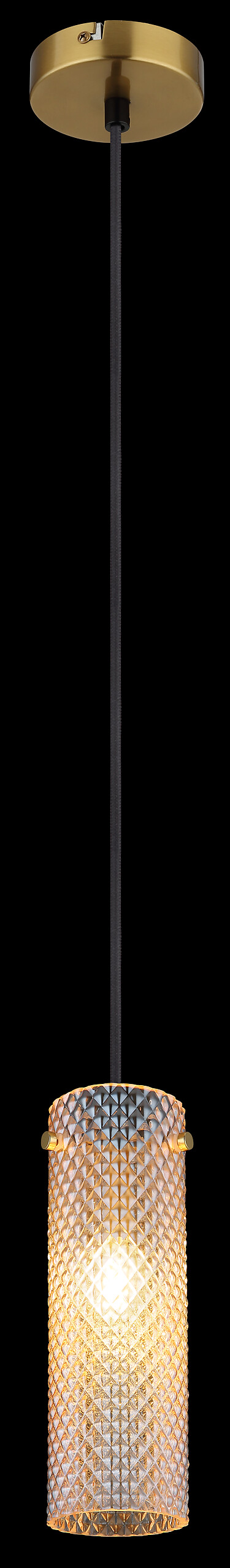 GLOBO Pendelleuchte amber gold Metall Glas H/D: ca. 120x10 cm E14 1 Brennstellen