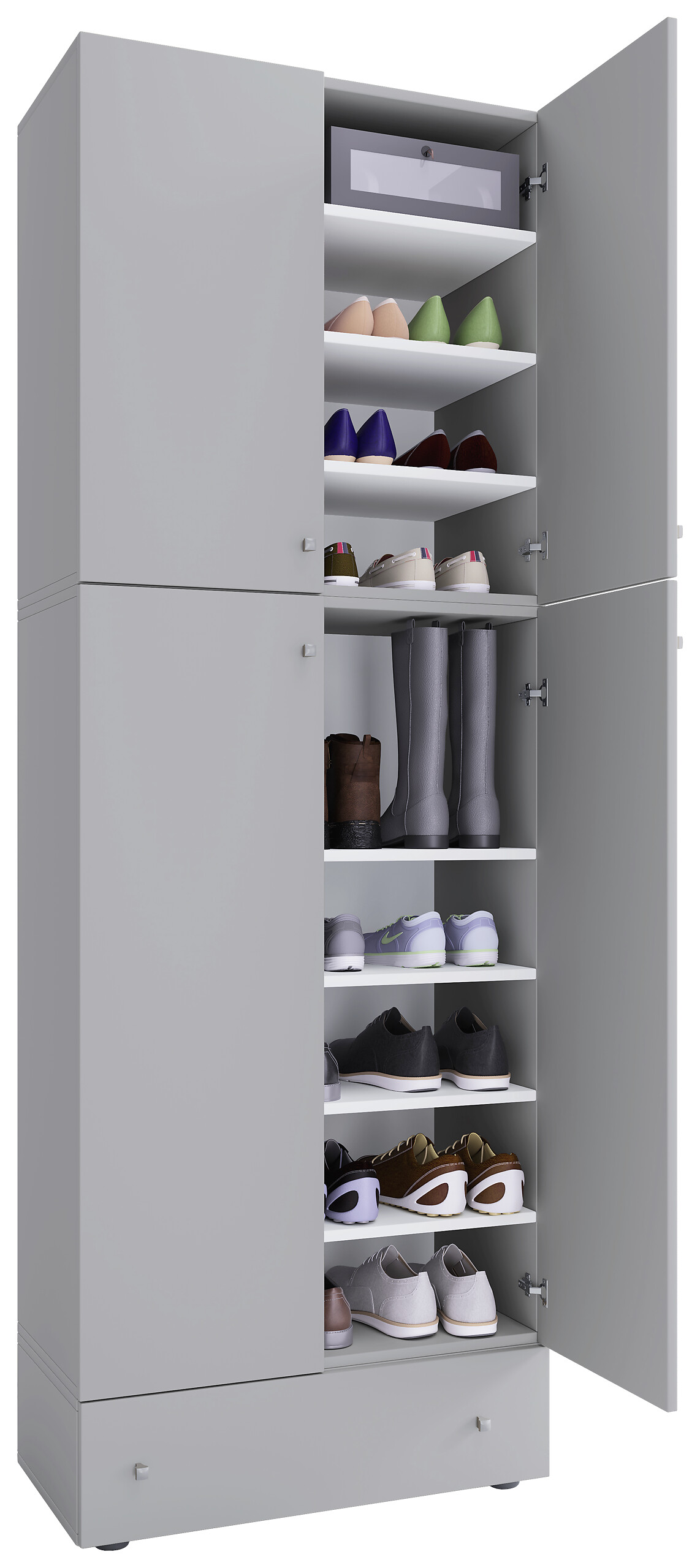 Schuhschrank Lona grau weiß B/H/T: ca. 70x200x39 cm