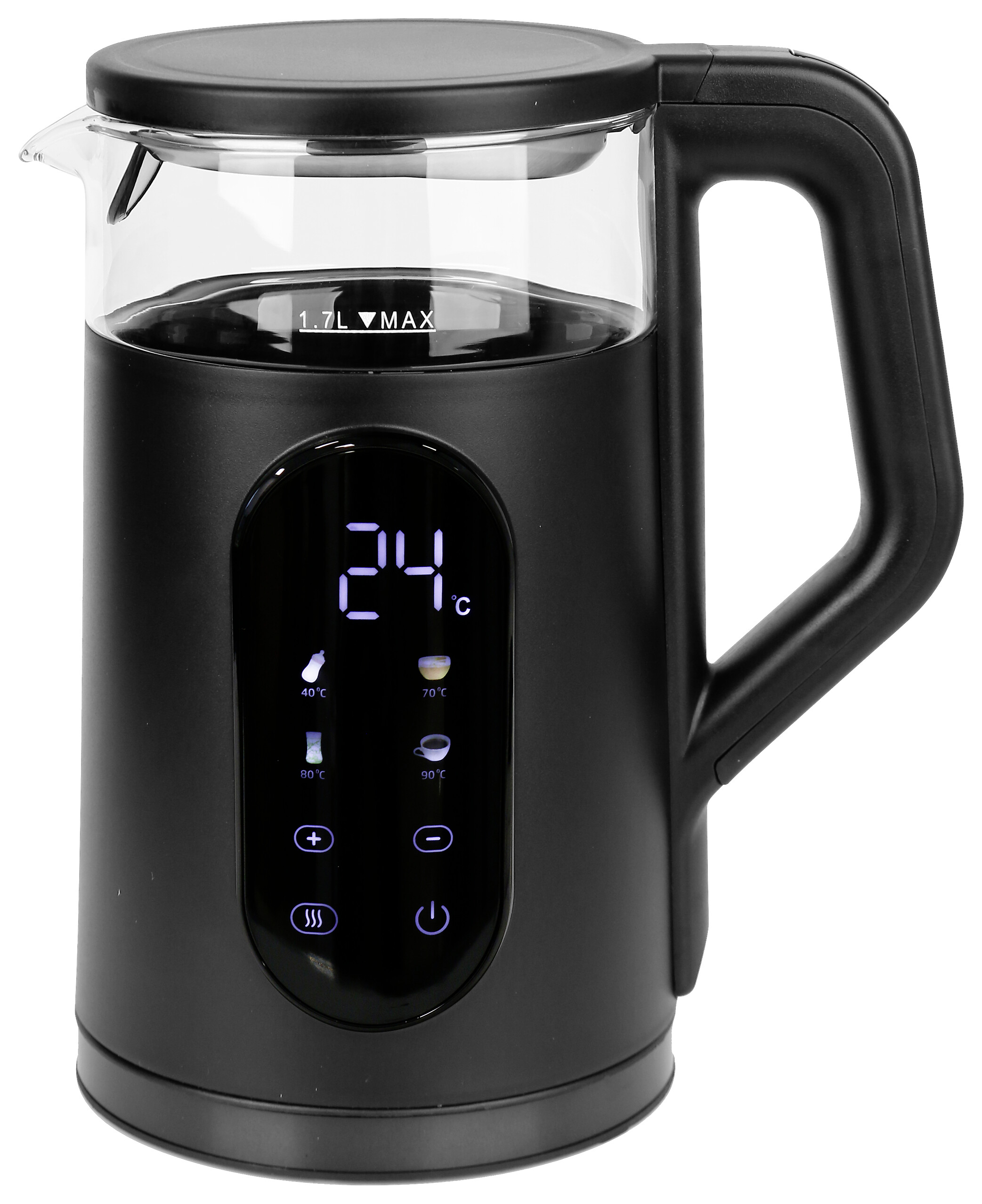 Emerio Wasserkocher WK-132227.1 schwarz Glas Kunststoff B/H/L: ca. 15,5x25,7x22,2 cm ca. 1,7 l