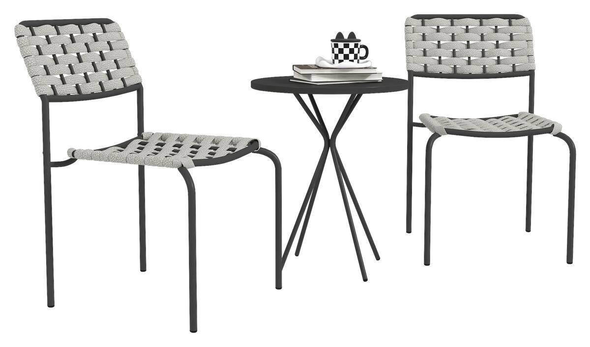 Outsunny Balkonmöbel Set grau Polyester B/H/L: ca. 46x80x60 cm