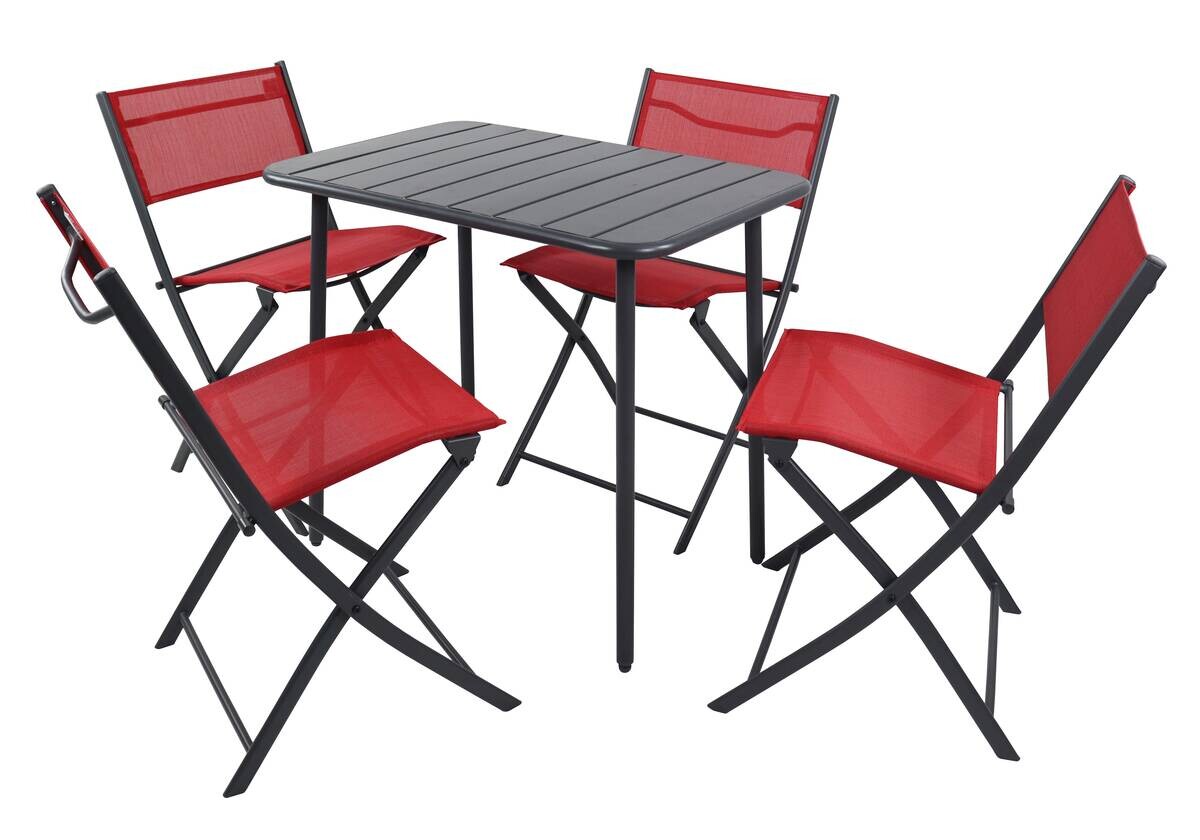 VCM Gartensitzgruppe Sumila rot Stahl B/H/L: ca. 80x72x55 cm
