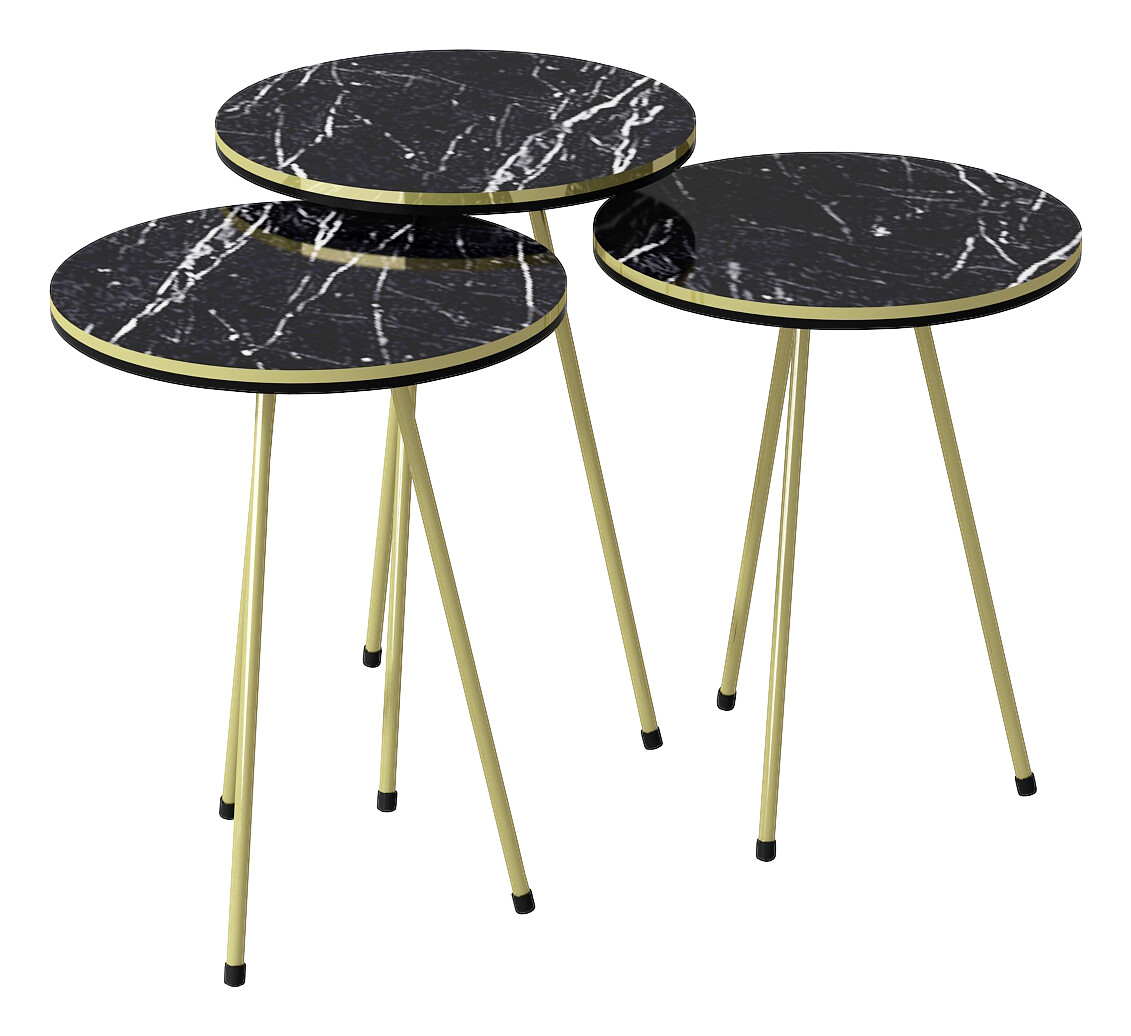 Beistelltisch 3er-Set. 21716146 schwarz Marmoroptik B/H/T: ca. 38x53,5x38 cm