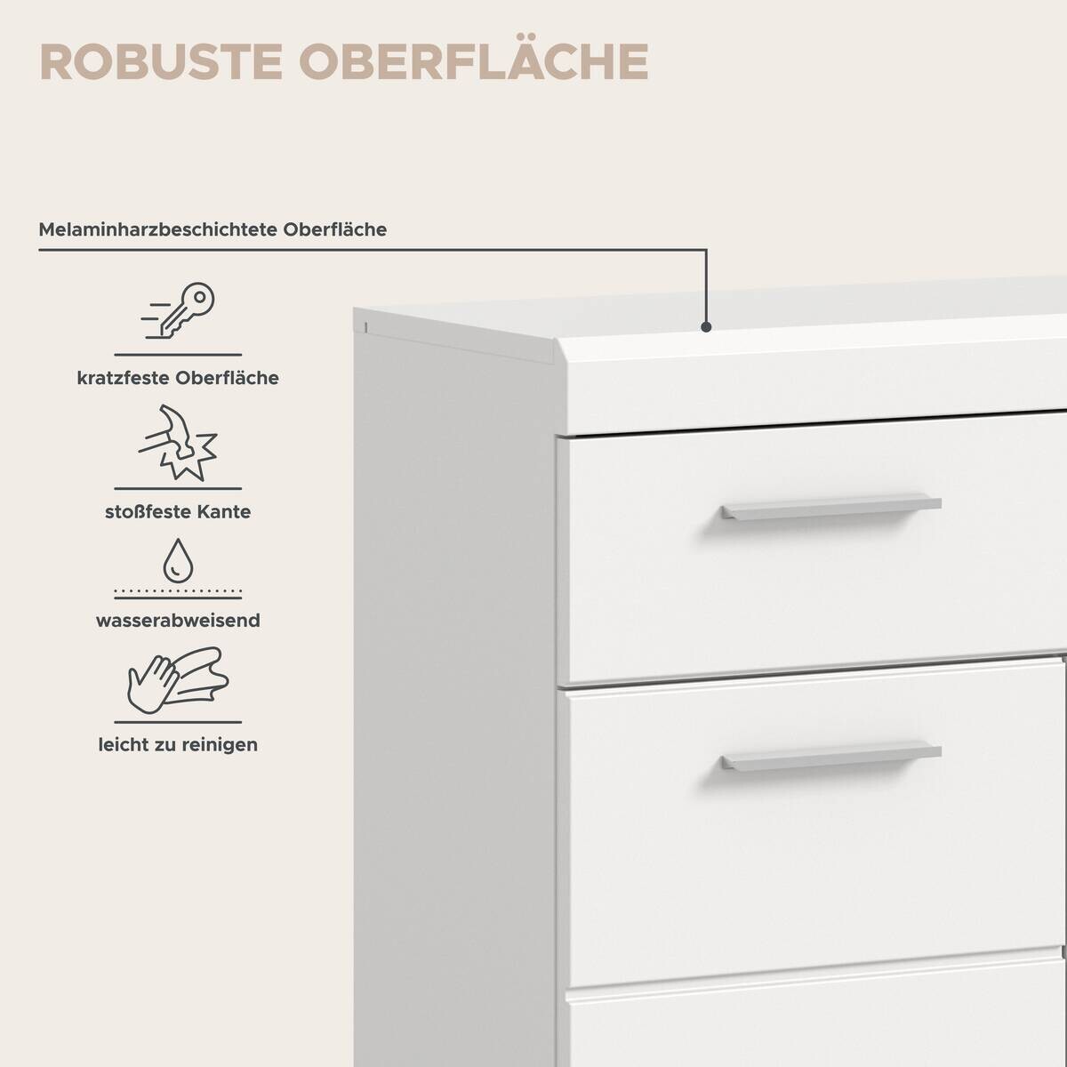 Schrank Scout weiß weiß Hochglanz B/H/T: ca. 74x88x31 cm