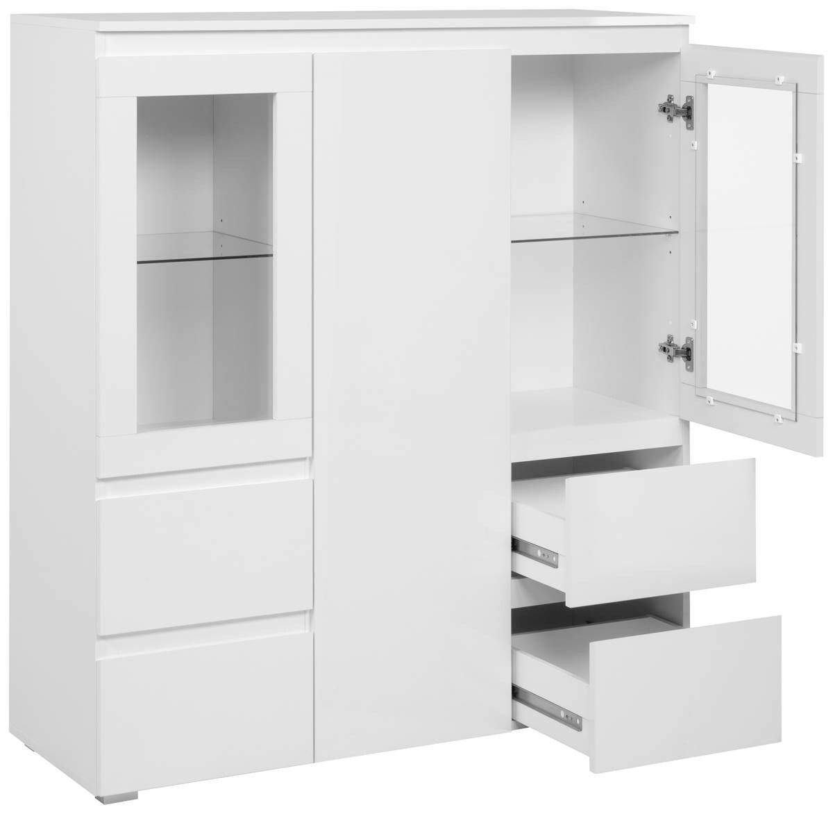 Highboard Capetown weiß weiß glänzend B/H/T: ca. 116x126x40 cm