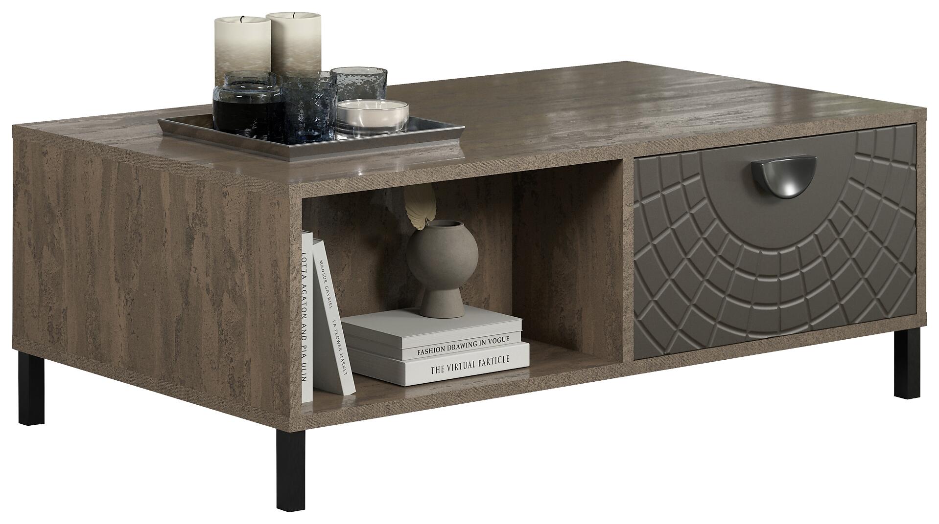 Couchtisch Fusion Eiche dunkel Nachbildung bronze Optik B/H/T: ca. 110x37x60 cm