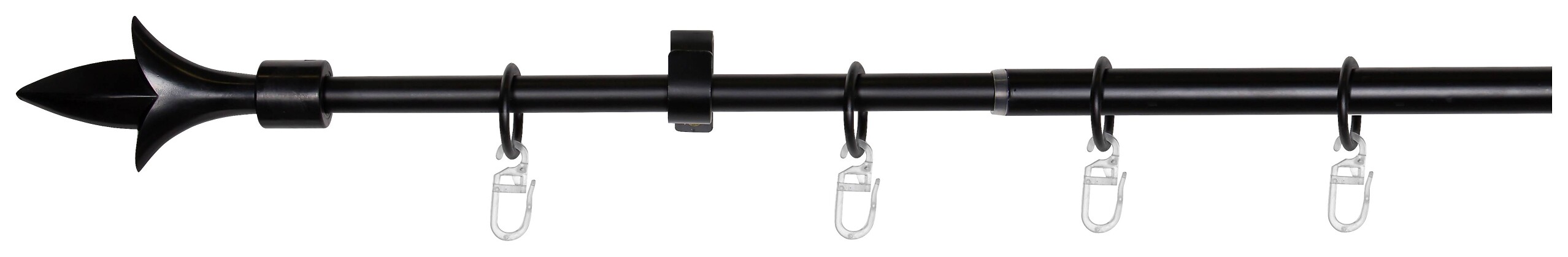 Gardinenstange schwarz Aluminium ausziehbar von ca. 130 bis 240 cm 1.0 Läufe