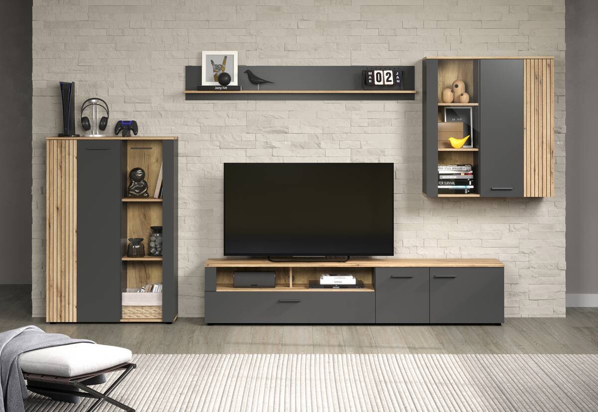 Sideboard Esteban anthrazit Eiche Nachbildung B/H/T: ca. 150x83x42 cm