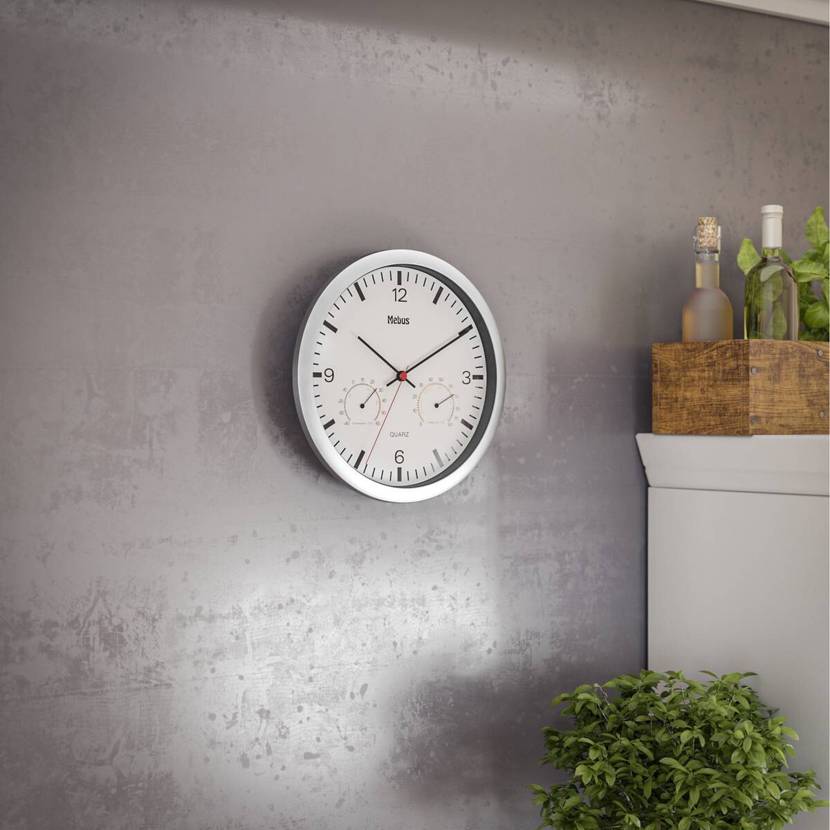 Mebus Wanduhr weiß D: ca. 25 cm
