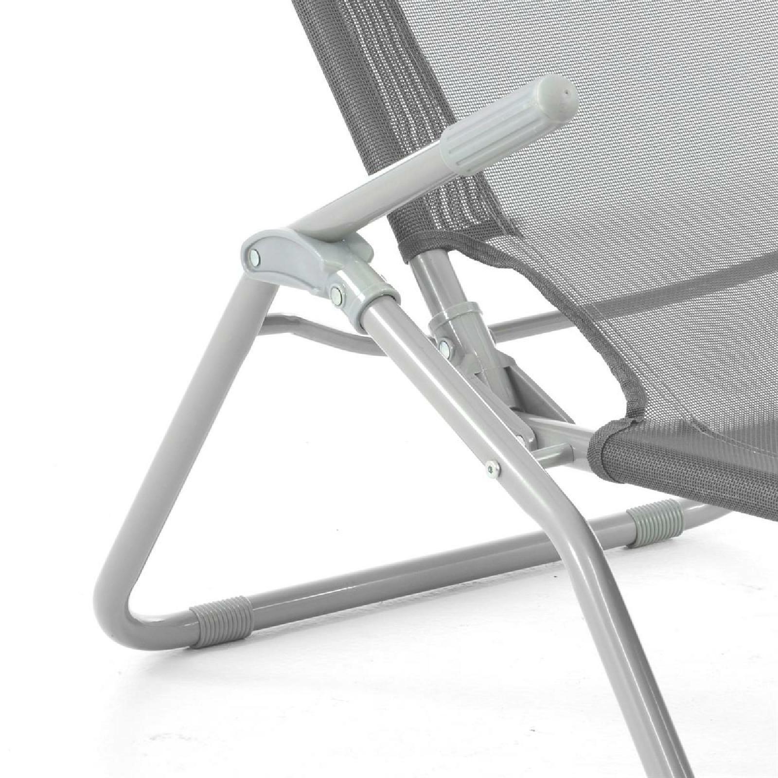 VCM Gartenliege-Set grau Stahl B/H/L: ca. 48x100x160 cm