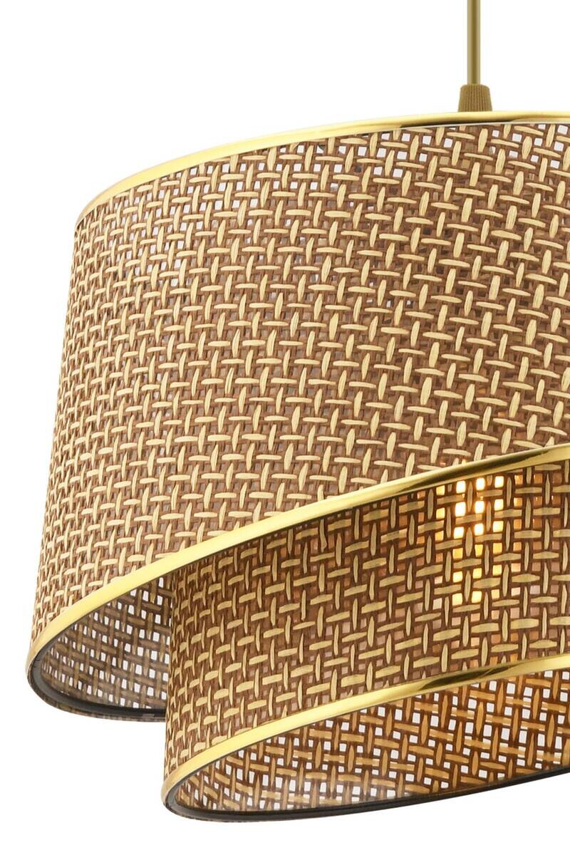 Opviq Pendelleuchte Barette gold beige Metall Stoff B/H/L: ca. 32x65x32 cm E27 1 Brennstellen