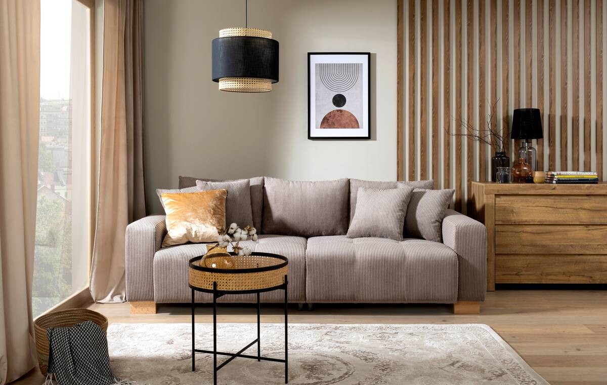 Big Sofa Alpha New dunkelbeige Microfaser B/H/T: ca. 244x85x112 cm