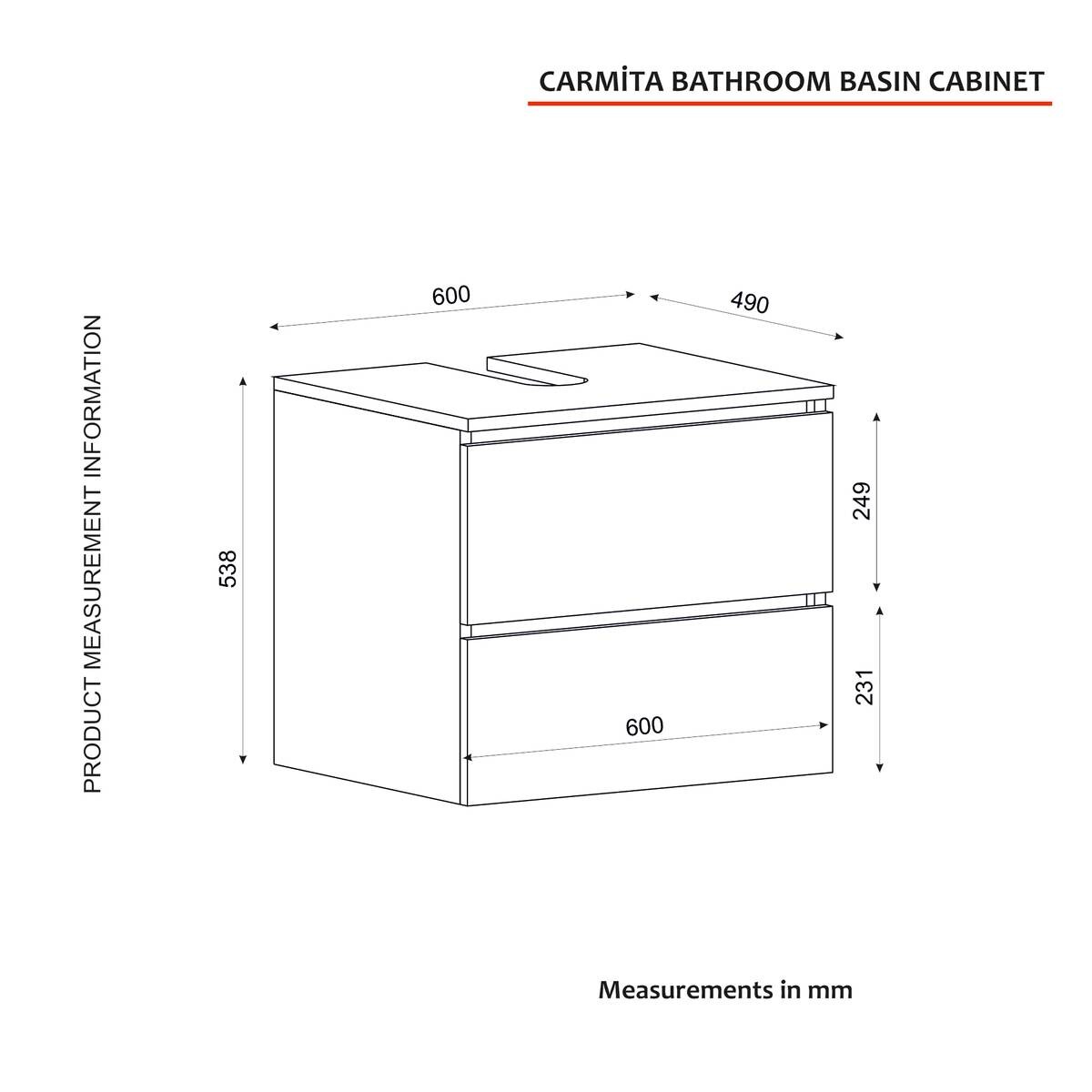 Waschbeckenunterschrank Carmita weiß B/H/T: ca. 60x53,8x49 cm